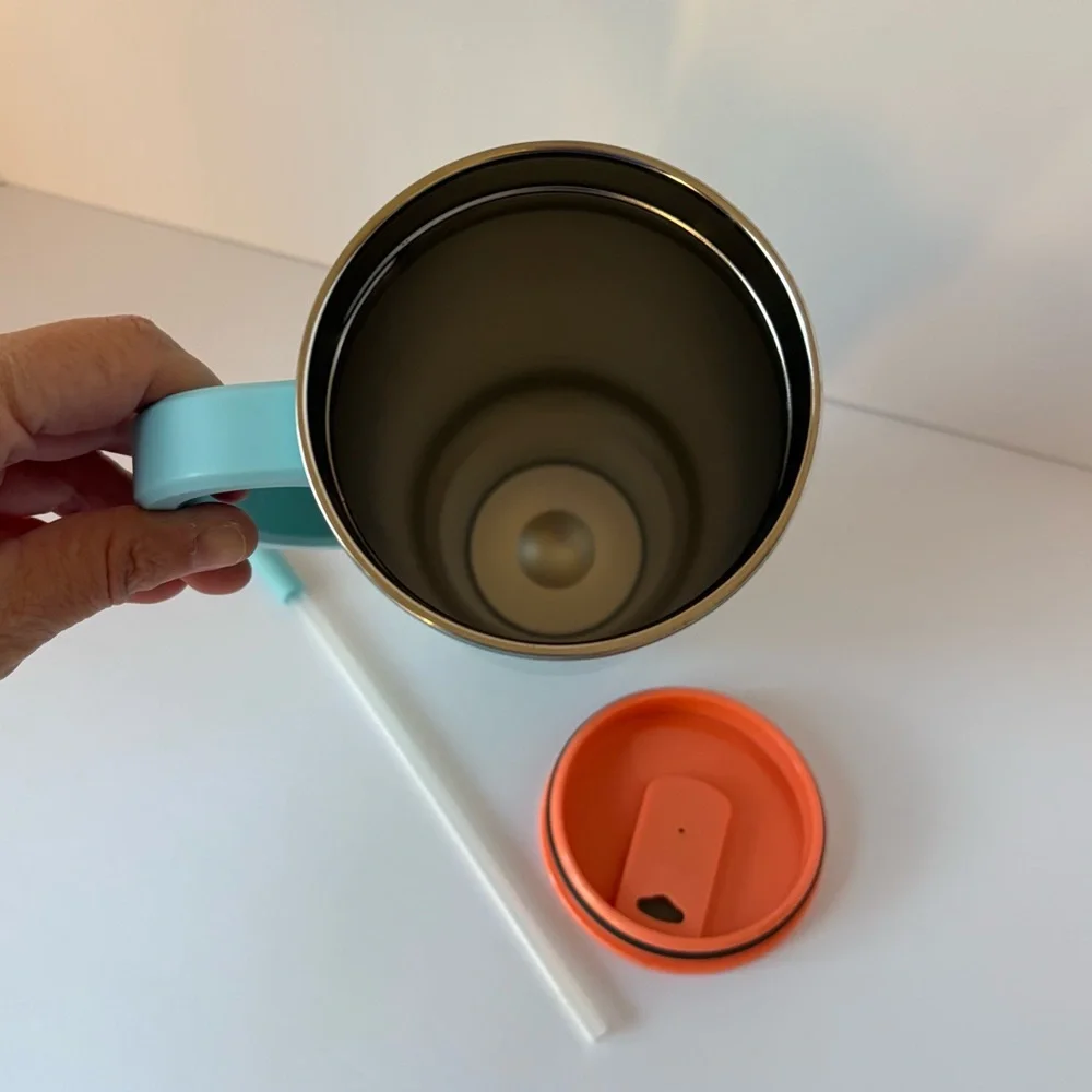 Swig Life Mega Mug with Handle Insulated Tumbler Lid Straw 40 oz Teal Coral EUC - Picture 2 of 16
